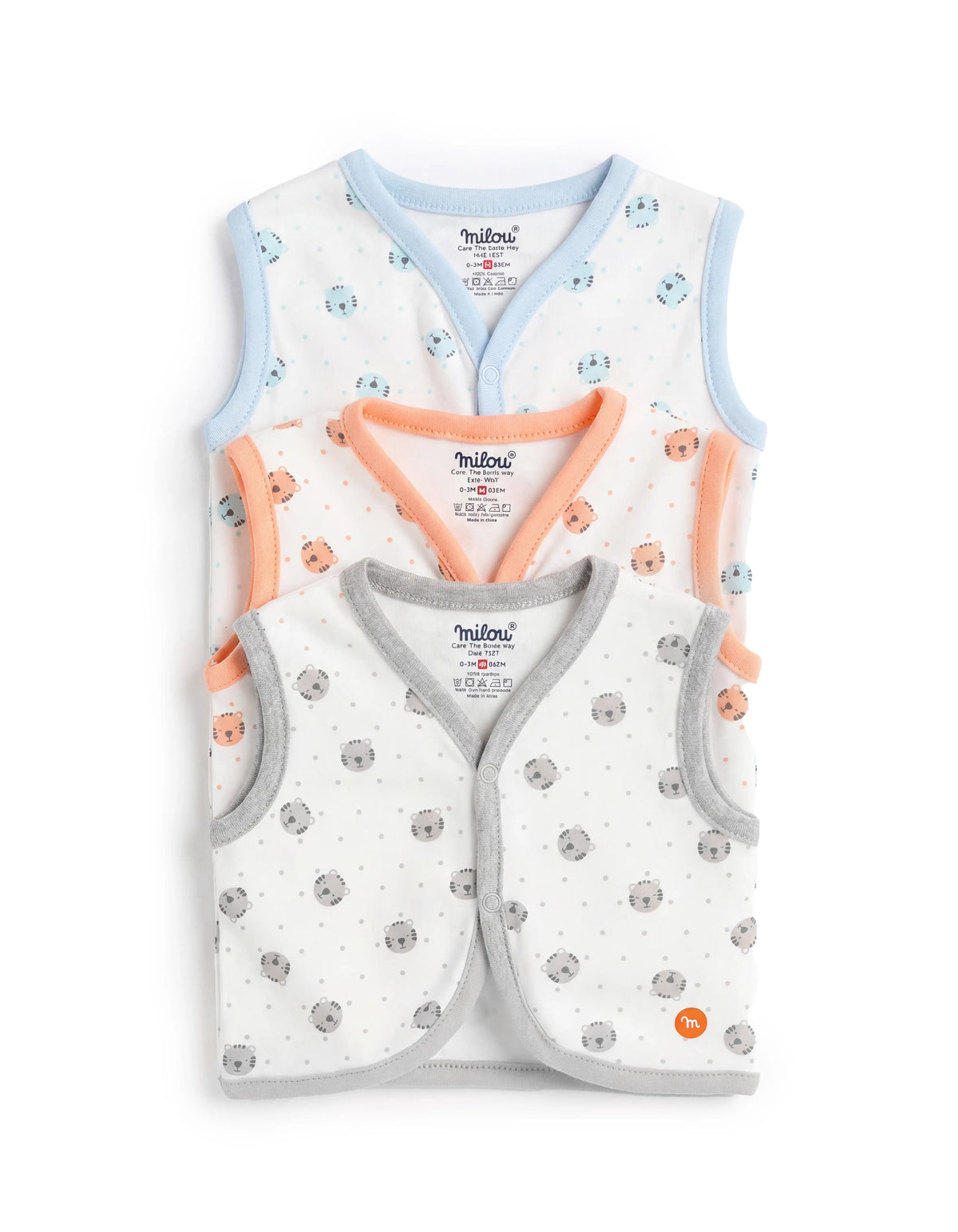 Milou New Born Unisex Cotton Sleeve less Jabala Pack of 3 - Milou - Care. The Swiss Way Milou - Care. The Swiss Way