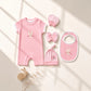 Milou Newborn 5-Piece Clothing Gift Set | Pink | 0-3 Months | Bunny Print - Milou - Care. The Swiss Way