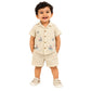 Milou Boys S/S Shirt and Shorts Set in white beige, worn on model