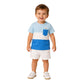 Milou Boys T-Shirt and Shorts Co-Ord Set in blue - worn on model