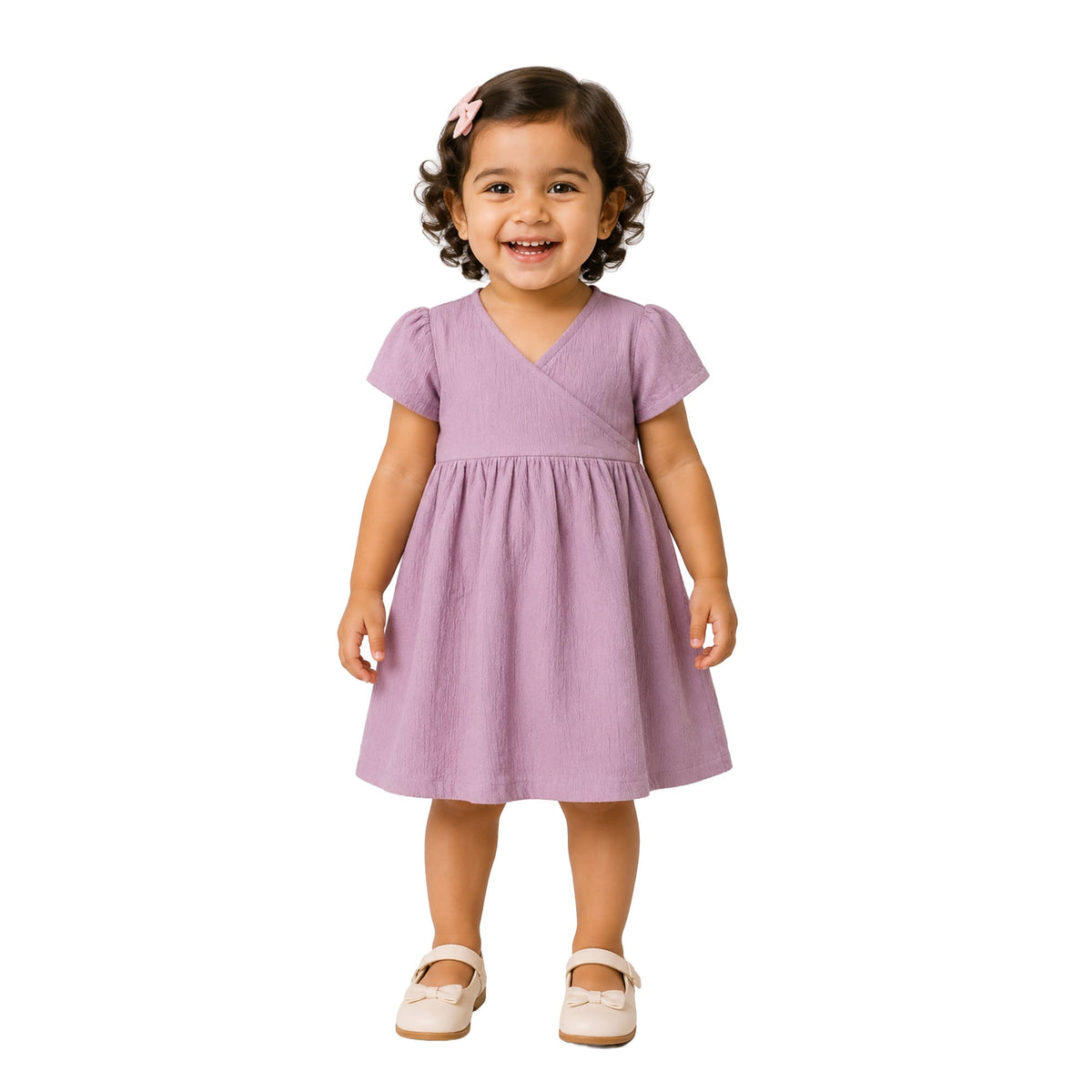 Milou Girls Wrap Neck A-Line Dress