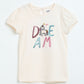 Milou Girls Pure Cotton Puff-Sleeve T-Shirt With Chest Embroidery