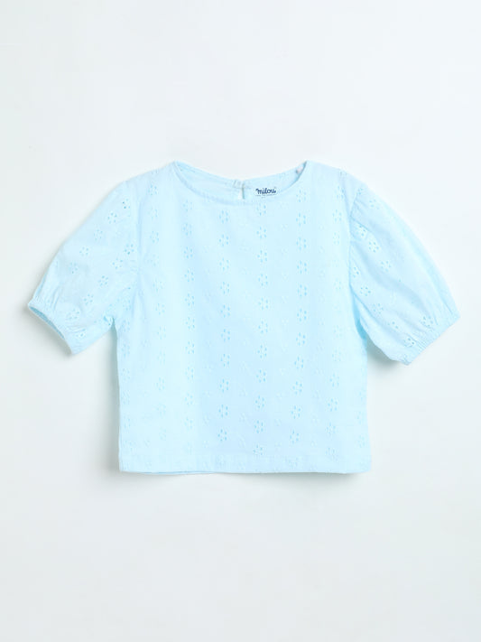 Milou Baby Girls Blue Cotton Top