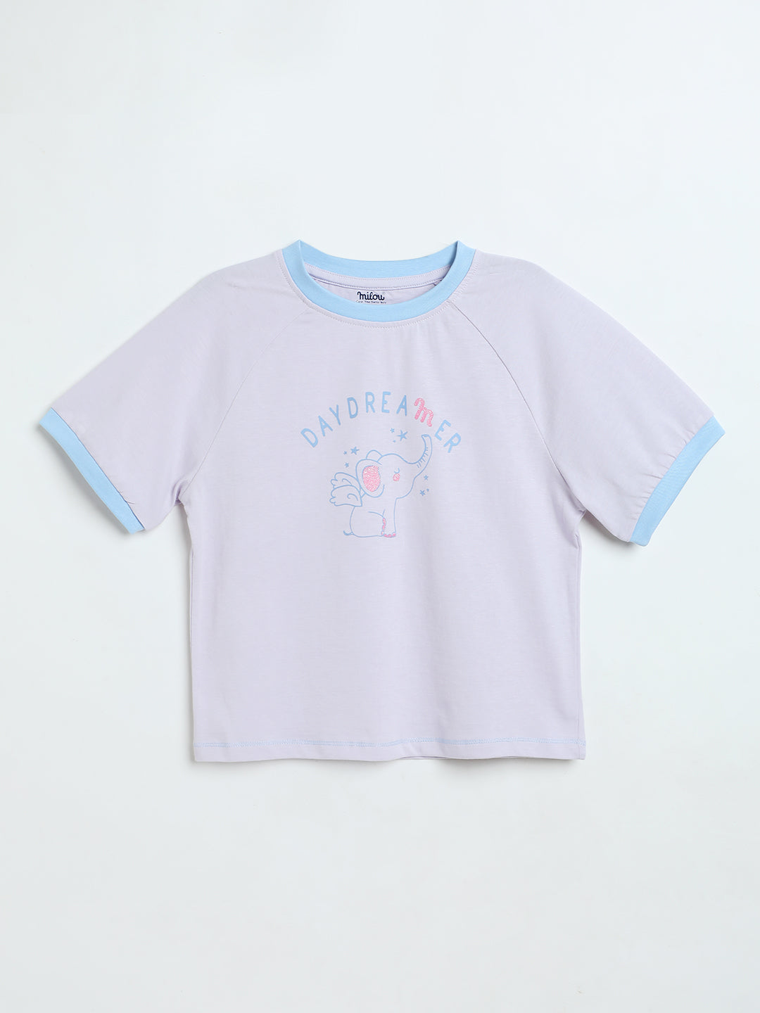 Milou Toddler Girls Lavender Blue Cotton T-Shirt