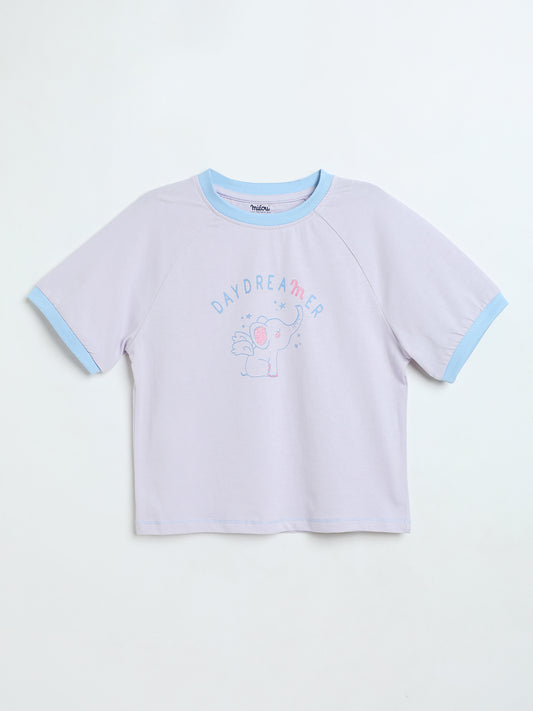 Milou Toddler Girls Lavender Blue Cotton T-Shirt