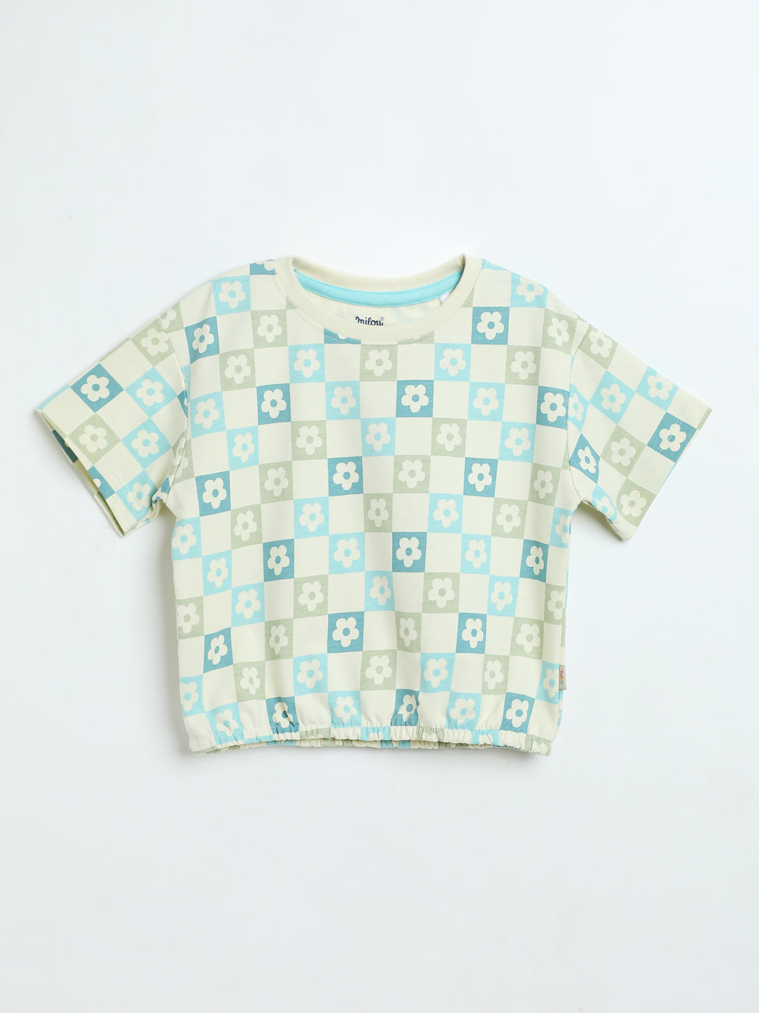 Milou Girls Printed T-Shirt Mint Check Print
