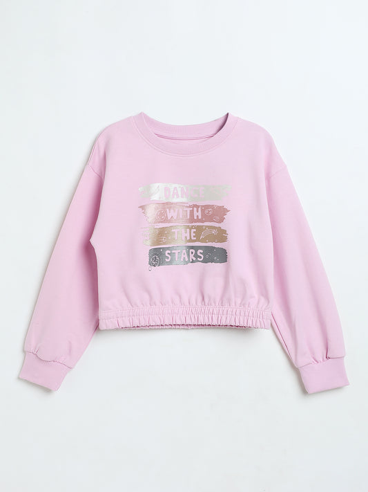 Milou Girls Loopknit Sweatshirt Pink Cropped