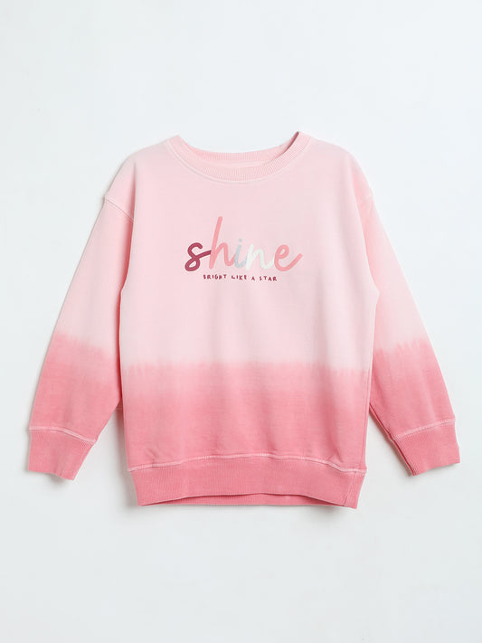 Milou Girls Loopknit Candy Pink Sweatshirt Ombre Pink