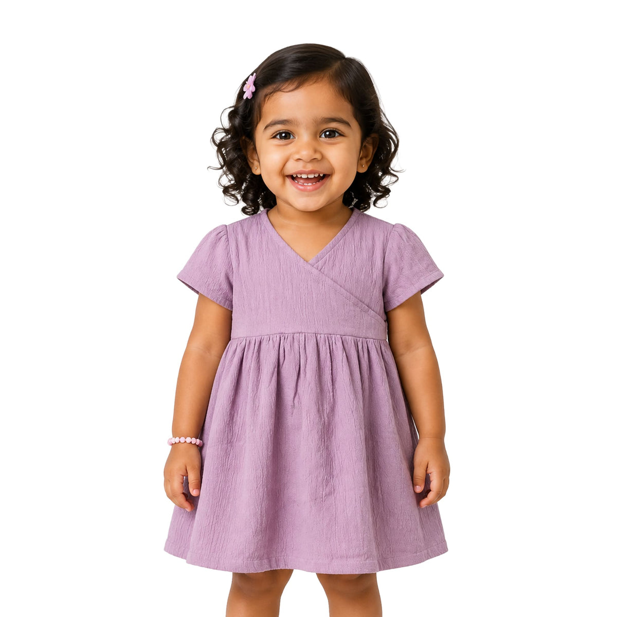 Milou Girls Wrap Neck A-Line Dress