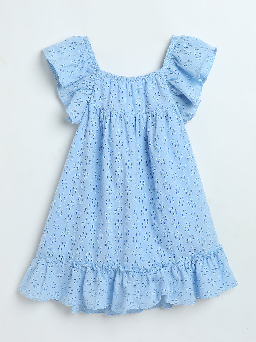 Milou Baby Girls Blue Hakoba Cotton Dress