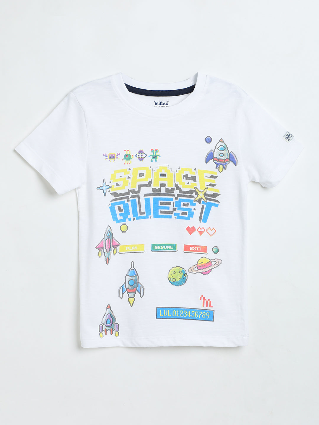 Boys White Cotton T-Shirt |  Graphic Tee | Milou Kids