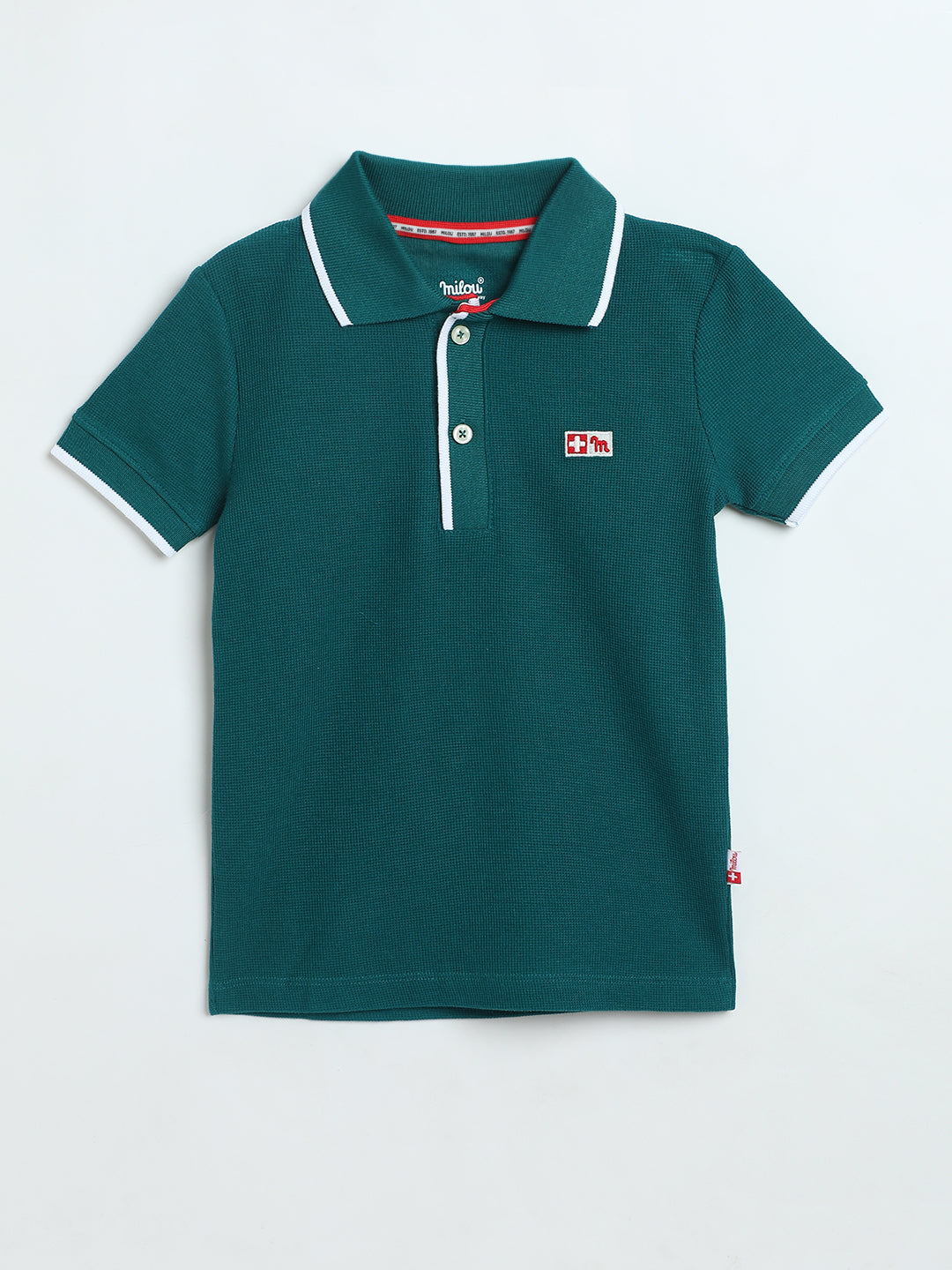 Kids Green Polo T-Shirt | Soft Cotton Piqué Casual | Milou Kids