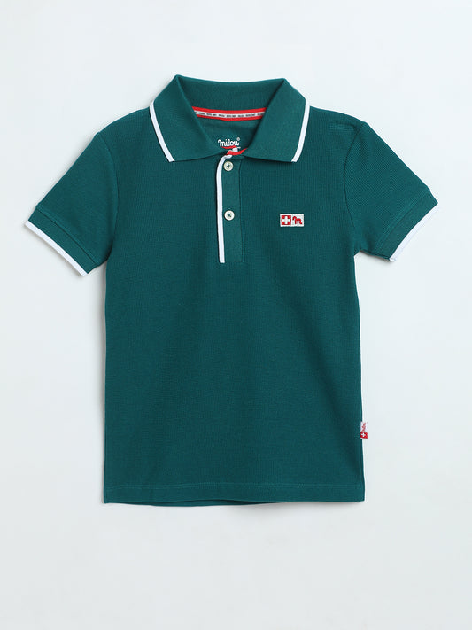 Kids Green Polo T-Shirt | Soft Cotton Piqué Casual | Milou Kids