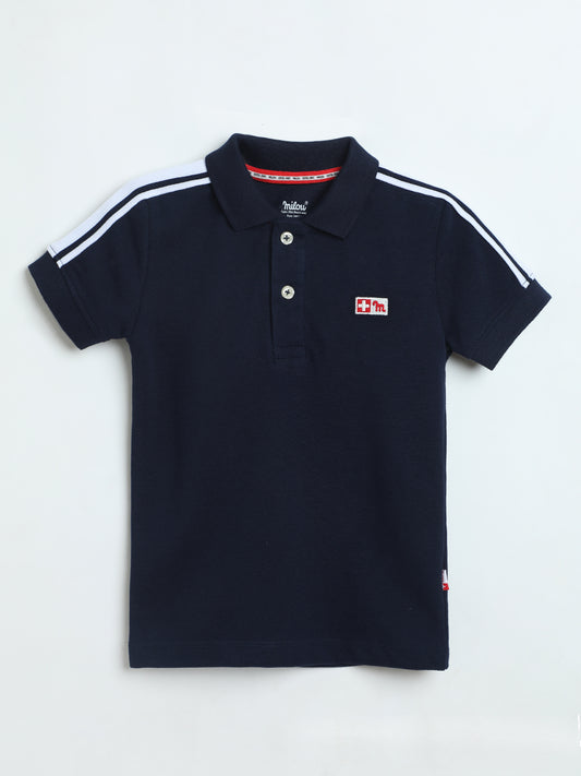 Kids Navy Polo T-Shirt | Boys Cotton Piqué Polo | Milou Kids