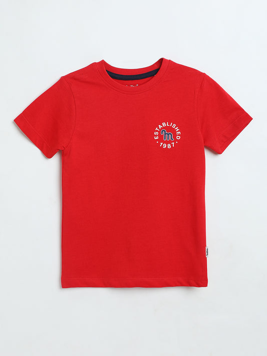 Kids Crimson T-Shirt | Boys Cotton Graphic Tee | Milou Kids