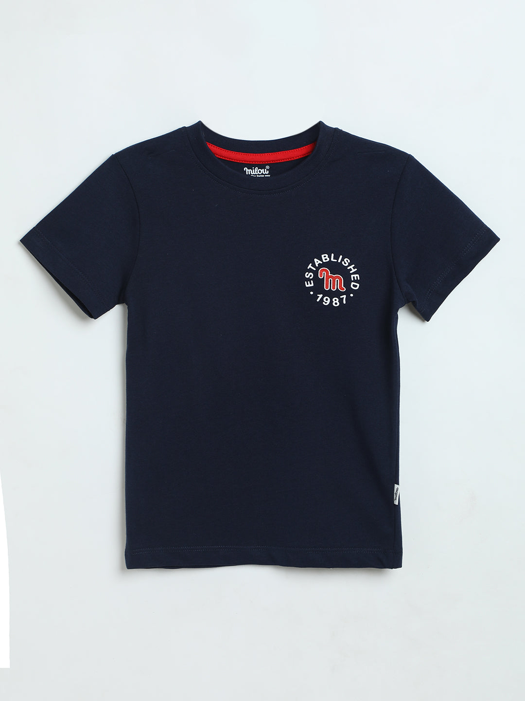 Milou Kids Boys Cotton Graphic T-Shirt Navy Blue