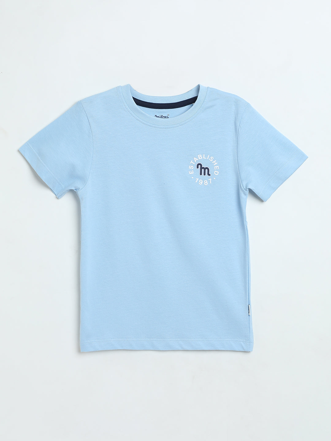 Boys Light Blue Round Neck T-Shirt | Soft Everyday Kids wear