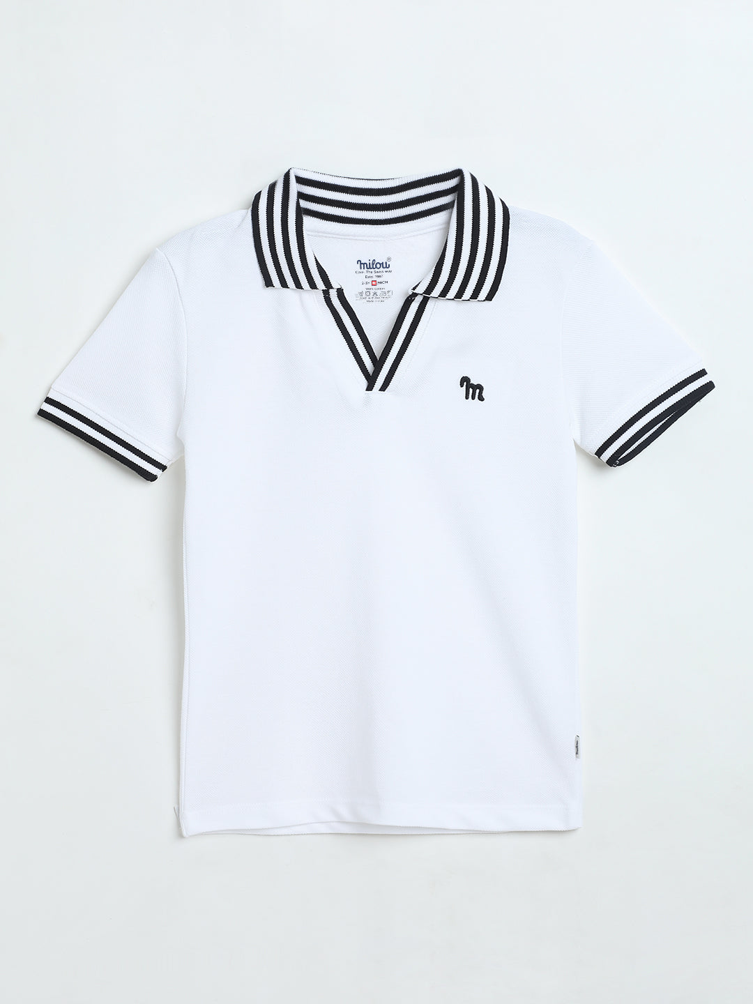Milou Boys White Pique Polo T-Shirt