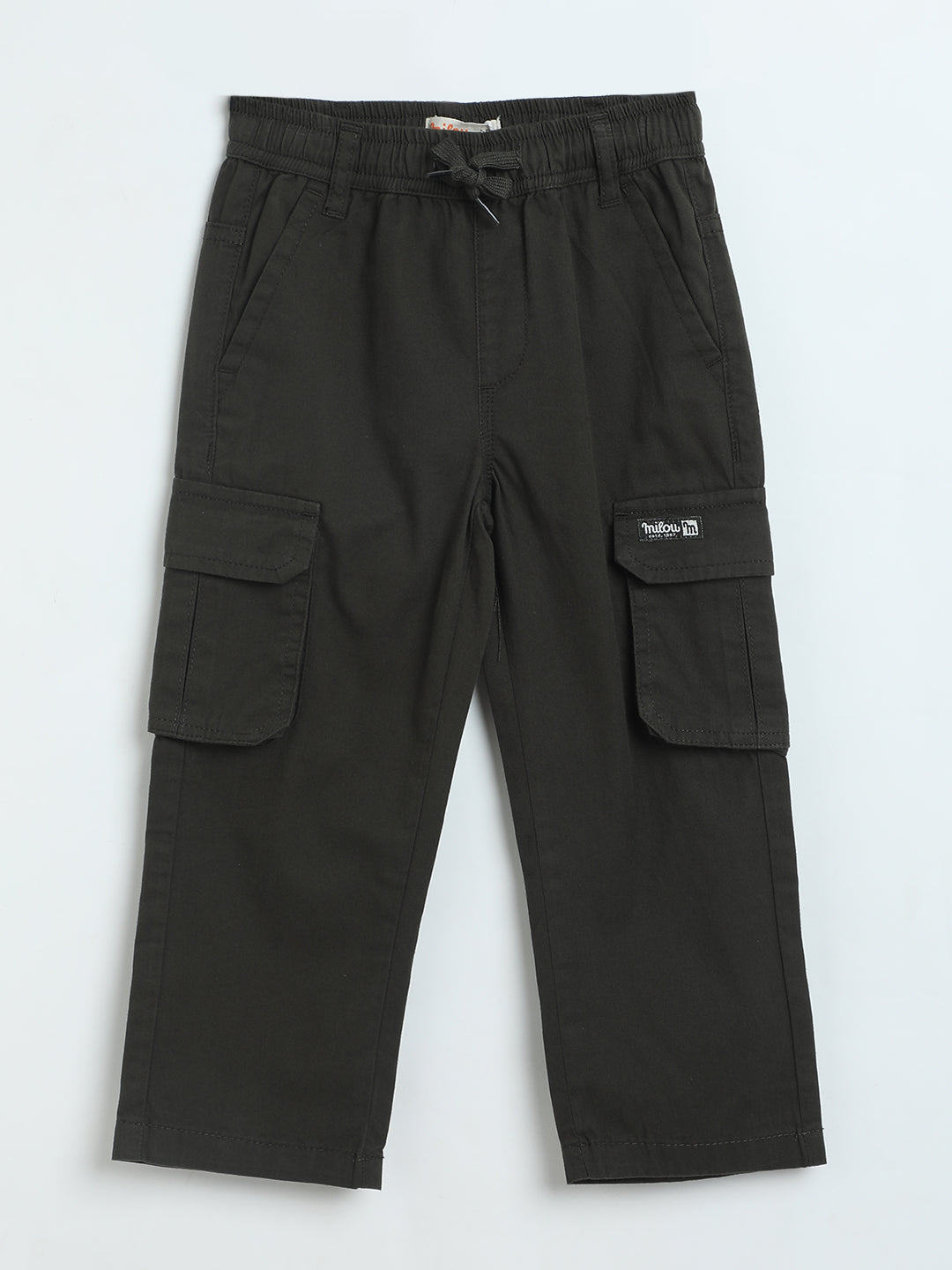 Milou Boys Olive Linen Cargo Pants