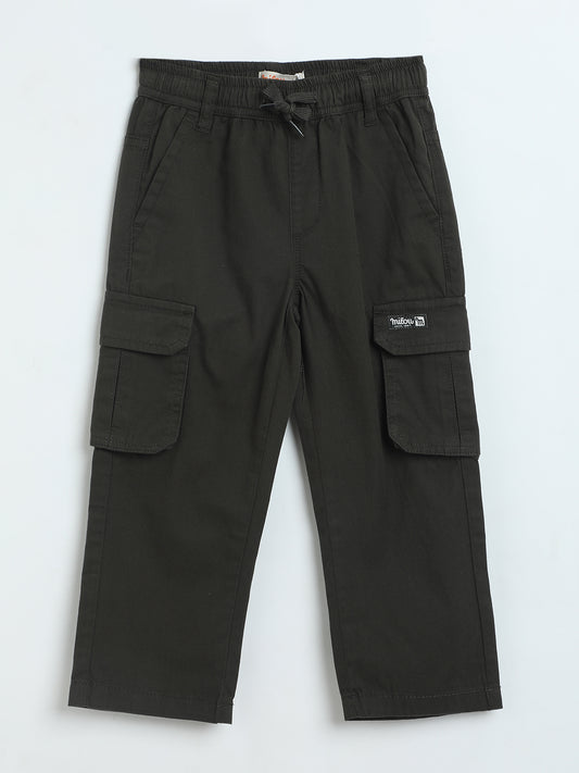 Milou Boys Olive Linen Cargo Pants