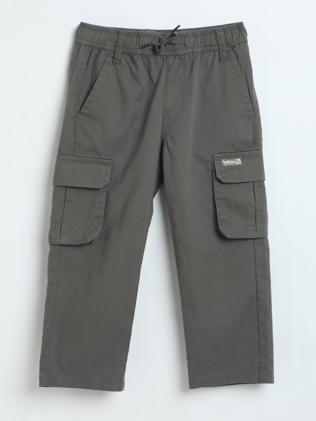 Milou Boys Dark Olive Cotton Poplin Cargo Pants
