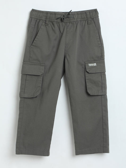 Milou Boys Dark Olive Cotton Poplin Cargo Pants