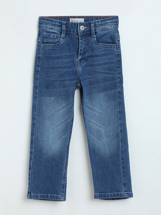 Milou Boys Mid Blue Denim Jeans | Soft Cotton Kids Casual Pants