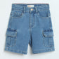 Milou Boys Denim Cargo Shorts Light Blue