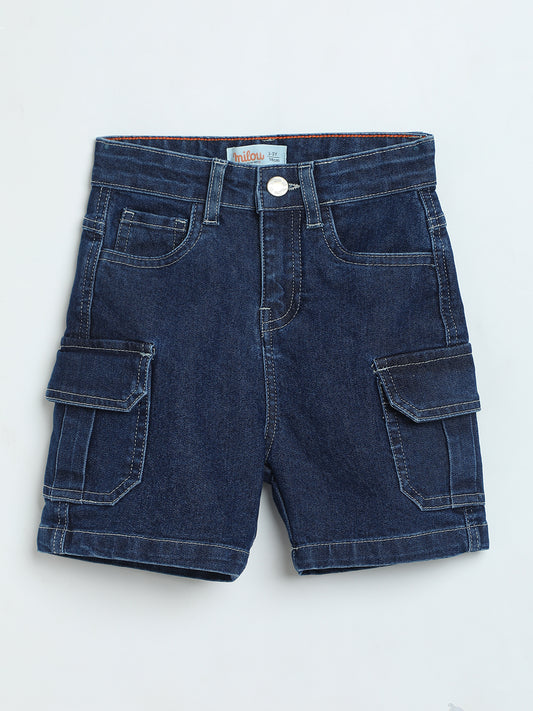 Milou Boys Dark Blue Denim Cargo Shorts