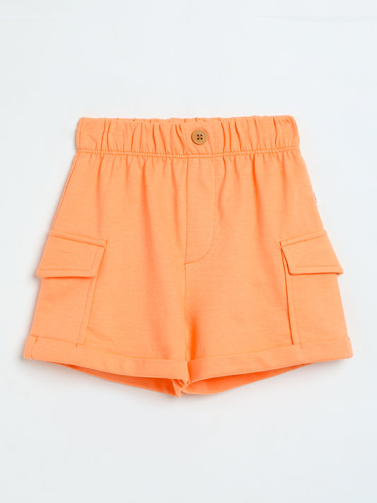 Milou Girls Orange Poplin Shorts
