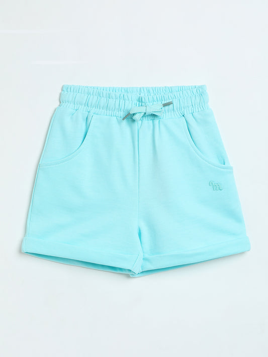 Milou Girls Whisper Blue Loopknit Shorts