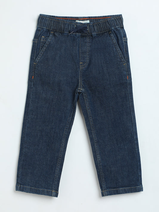 Milou Boys Dark Blue Cotton Denim Jeans | Comfortable Kids Everyday Pants
