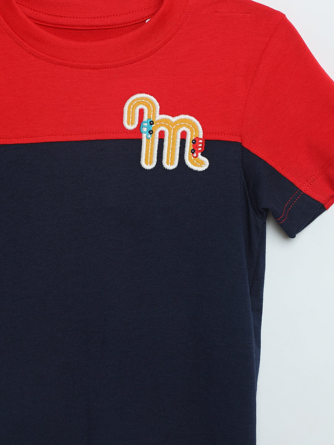 Boys Navy Red Cotton T-Shirt | Colorblock Kids Tee | Milou Kids - Milou - Care. The Swiss WayT-Shirt