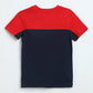 Boys Navy Red Cotton T-Shirt | Colorblock Kids Tee | Milou Kids - Milou - Care. The Swiss WayT-Shirt