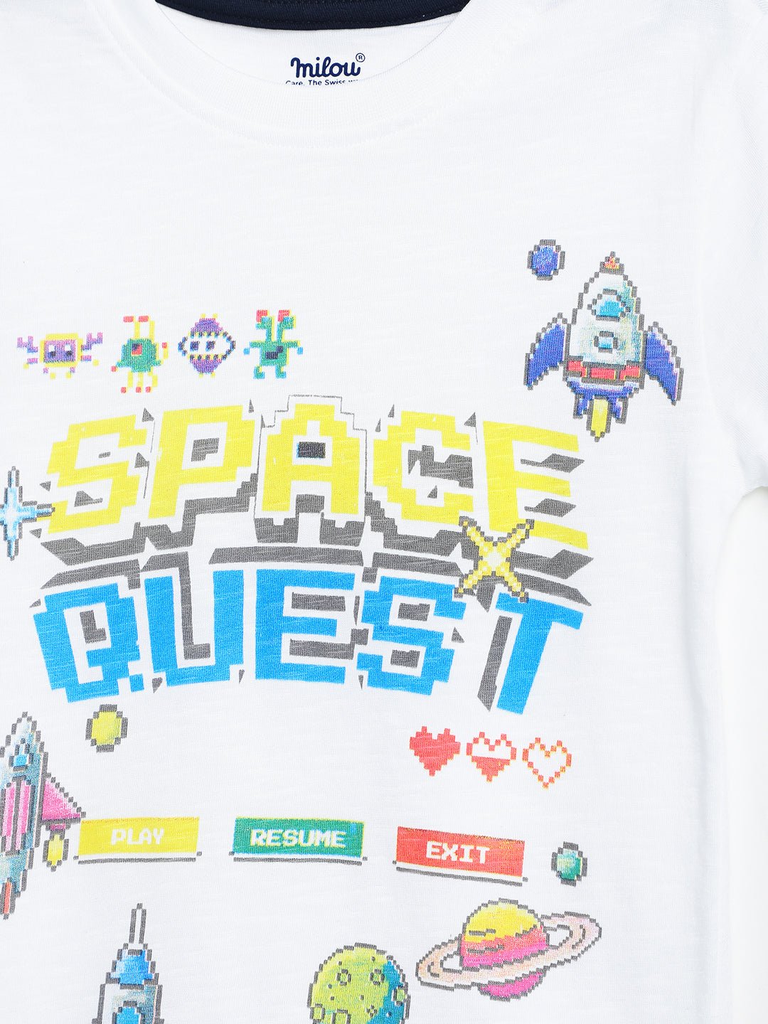 Boys White Cotton T-Shirt | Graphic Tee | Milou Kids - Milou - Care. The Swiss WayT-Shirt