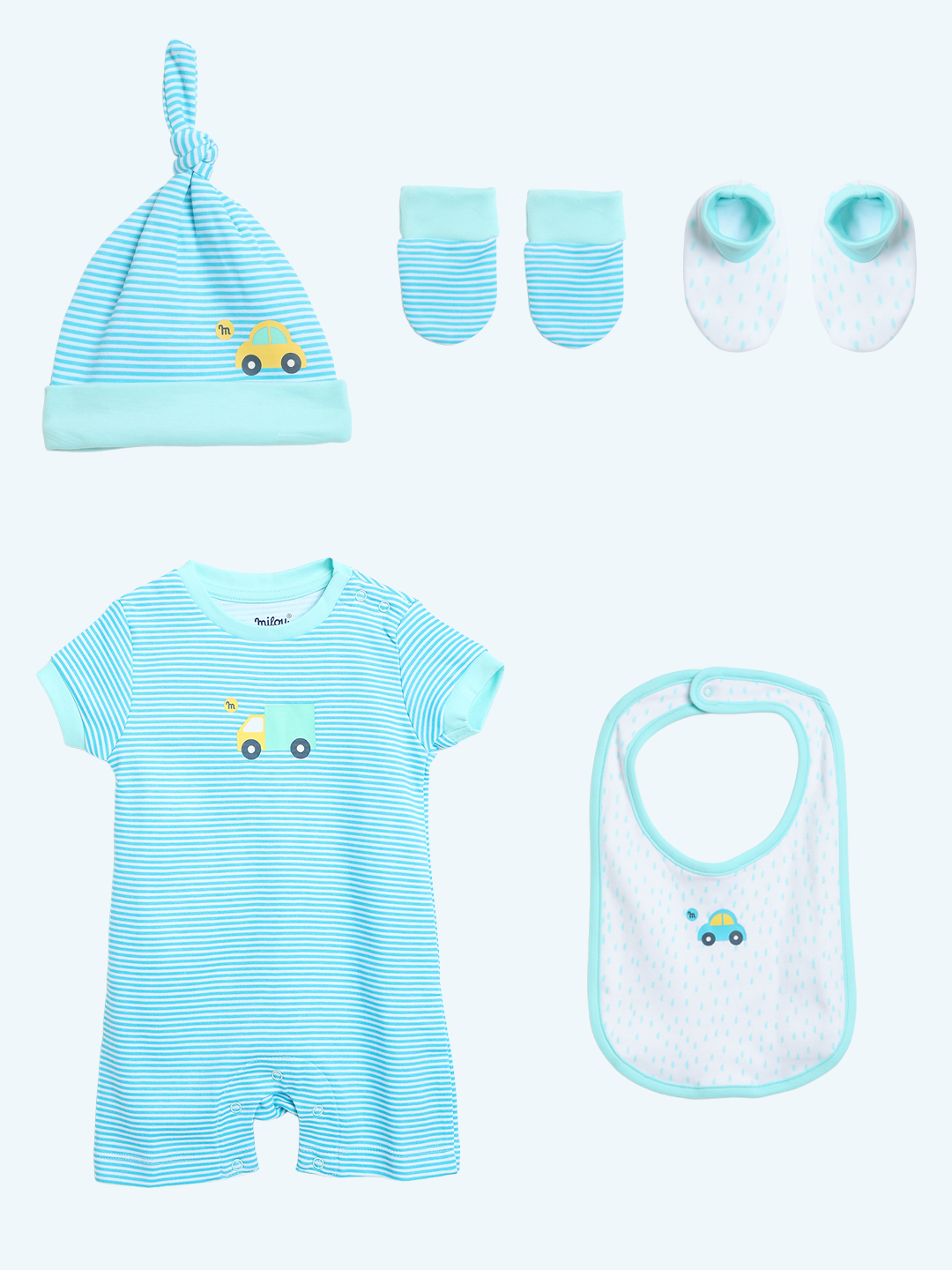 Milou Newborn Baby Romper Gift Set Blue Set