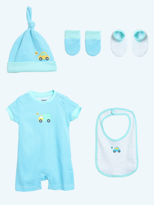 Milou Newborn Baby Romper Gift Set Blue Set