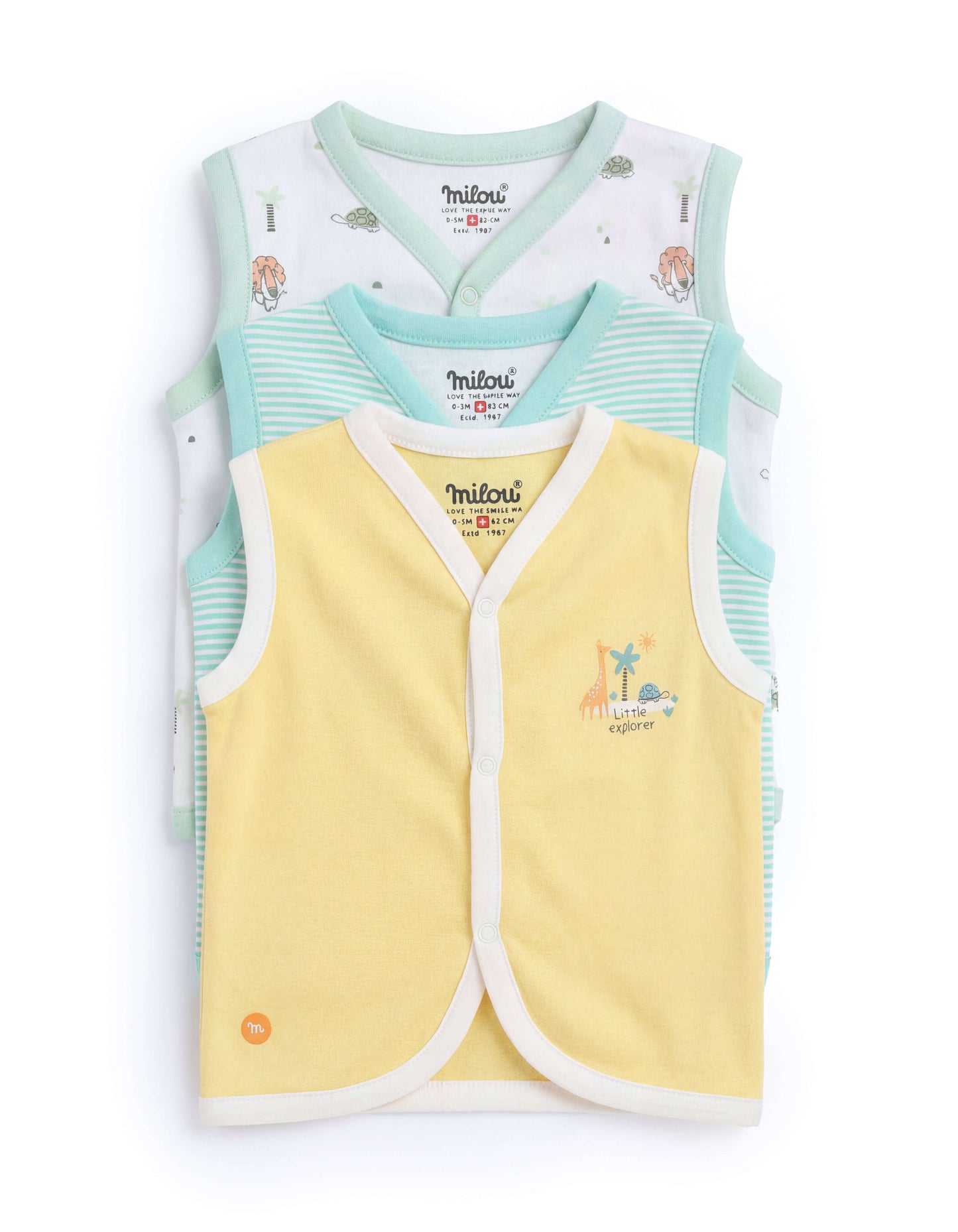 Milou Infant Unisex Printed Jabla Set of 3