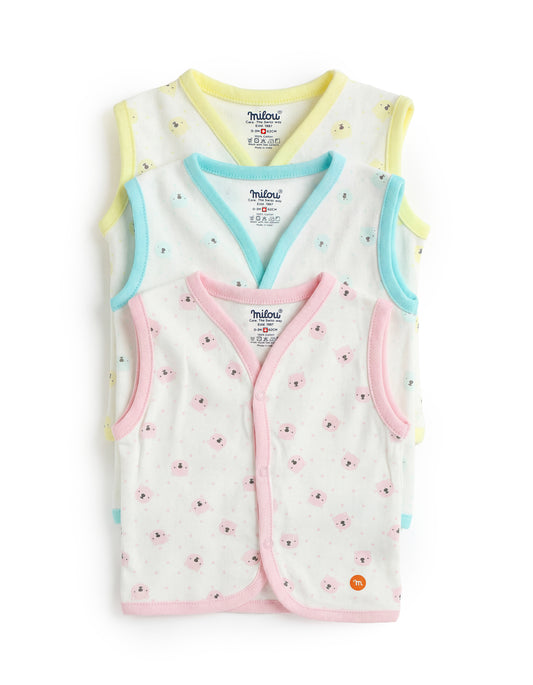 Milou Infant Cotton Bio-Washed Jabla all-over Animal prints Pack of 3