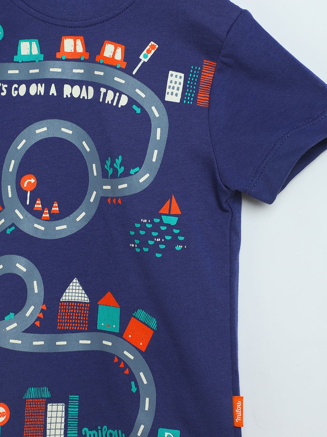 Milou Baby Boys Graphic T-Shirt Road Print Navy Blue - Milou - Care. The Swiss WayT-Shirt