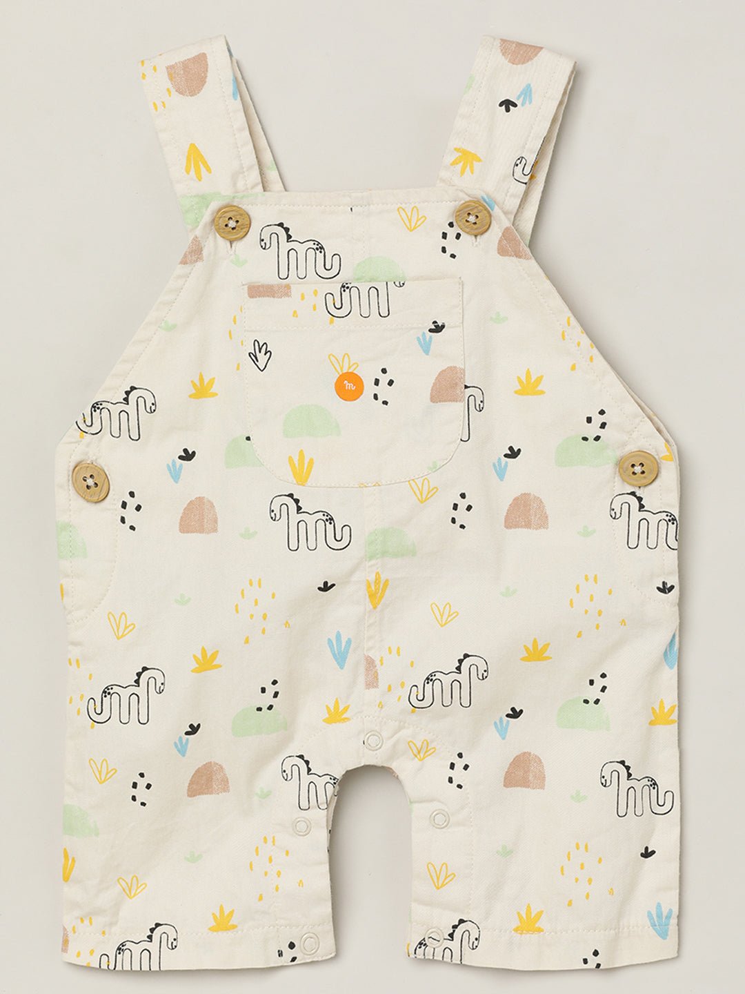Milou Baby Boys Printed Dungaree White Animal Print - Milou - Care. The Swiss WayDungree
