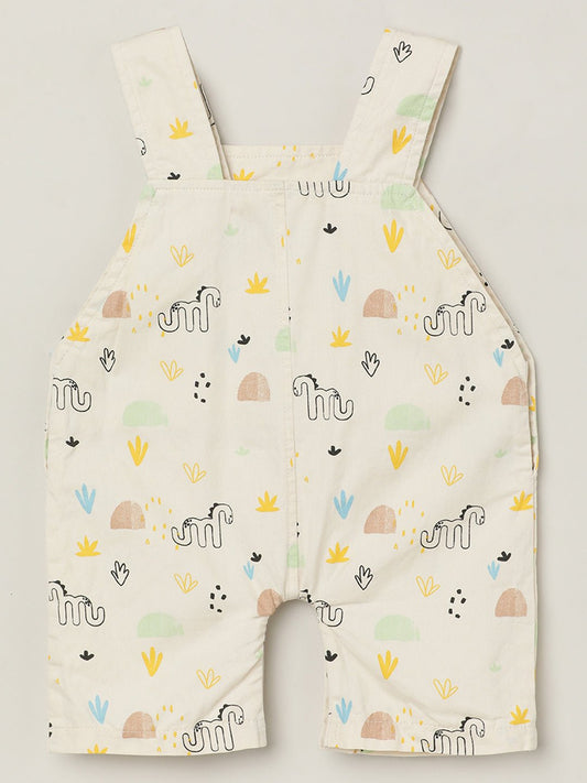Milou Baby Boys Printed Dungaree White Animal Print - Milou - Care. The Swiss WayDungree