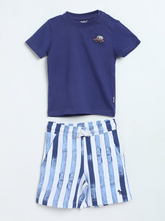 Milou Baby Boys T-Shirt & Shorts Set Blue Striped Set - Milou - Care. The Swiss WaySets & Suits