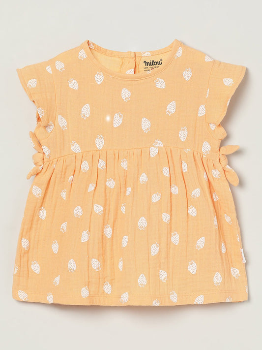 Milou Baby Girls Orange Printed Cotton Dress - Milou - Care. The Swiss WayDress