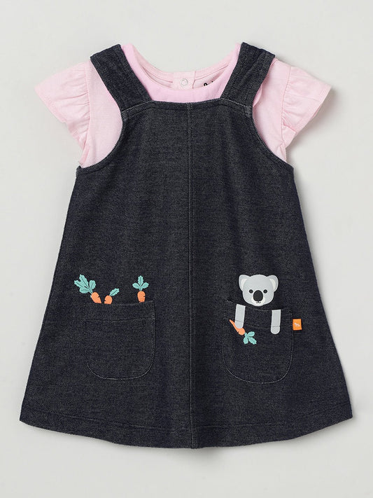 Milou Baby Girls Pinafore Set Navy & Pink Set - Milou - Care. The Swiss WayPinafore