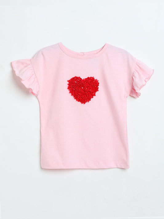 Milou Baby Girls T-Shirt Pink Heart Print - Milou - Care. The Swiss WayTops & T-shirts