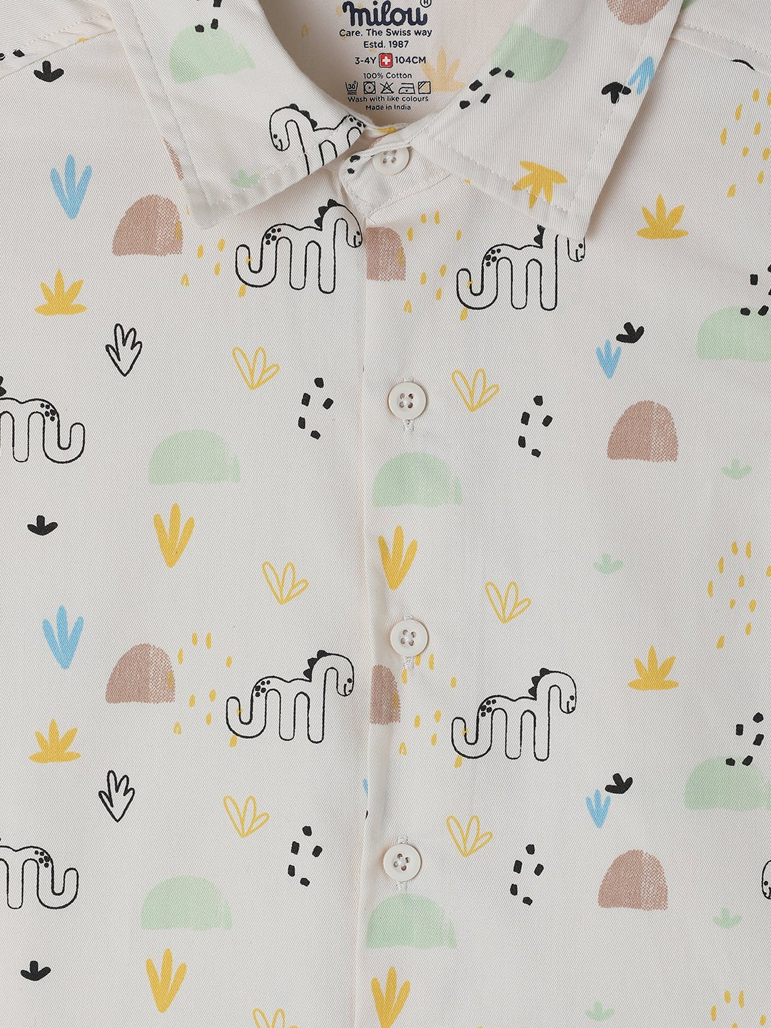 Milou Boys All Over Printed Half Sleeve Shirt White Animal Print - Milou - Care. The Swiss WayShirt