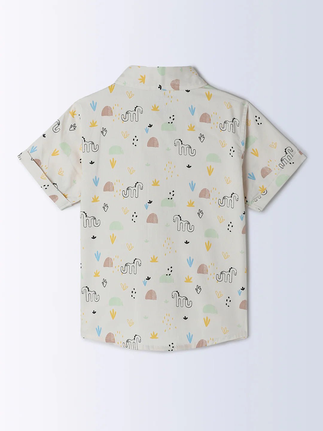 Milou Boys All Over Printed Half Sleeve Shirt White Animal Print - Milou - Care. The Swiss WayShirt
