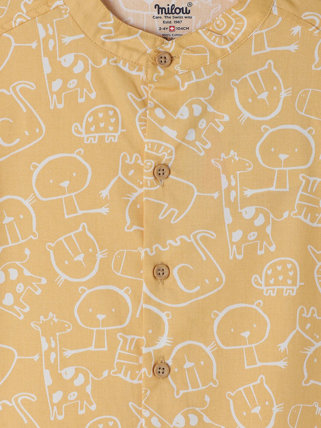 Milou Boys All Over Printed Half Sleeve Shirt Yellow Animal Print - Milou - Care. The Swiss WayShirt
