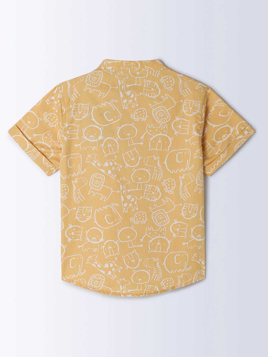 Milou Boys All Over Printed Half Sleeve Shirt Yellow Animal Print - Milou - Care. The Swiss WayShirt